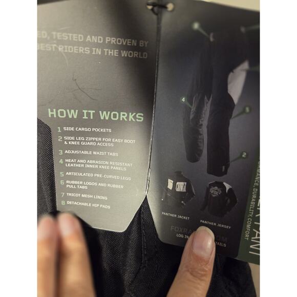 Fox Racing Pants Panther Mens 40 Black Off Road Riding Drift Motocross - Picture 6 of 13